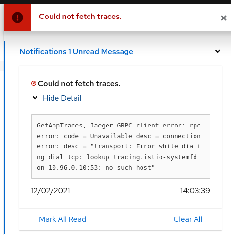 Could not fetch traces